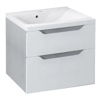 Vannas istabas skapītis Sapho WAVE bez izlietnes, 60x65x48cm, balts/sudraba ozols