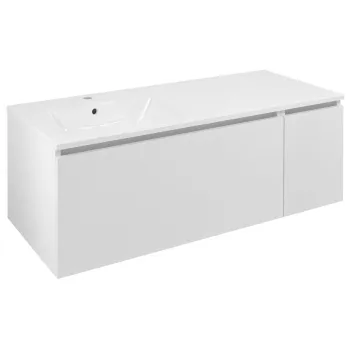 Vannas istabas skapītis Sapho LOREA bez izlietnes, 120x46x51,5cm (90+30cm), kreisais, matēti balts