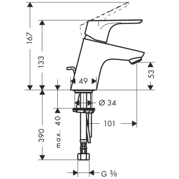 Vonios praustuvo maišytuvas Hansgrohe Focus, chromas 31733000