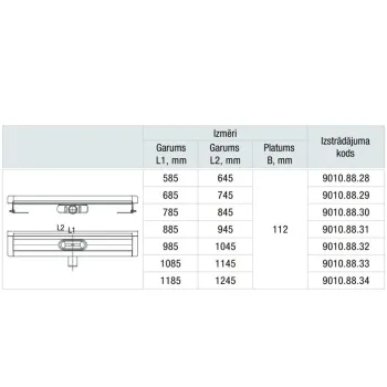 Dušo kanalas ACO ShowerDrain C 685mm, h-65mm, vertikalus flanšas 9010.88.29