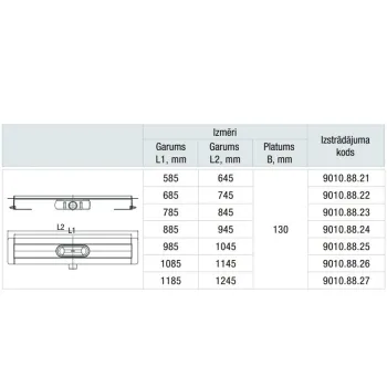 Dušo kanalas ACO ShowerDrain C 685mm, h-65mm, horizontalus kraštas 9010.88.22