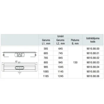Dušo kanalas ACO ShowerDrain C 685mm, h-92mm, horizontalus nuolydis 9010.88.01