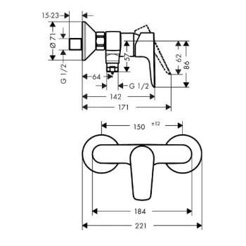Dušas maisītājs Hansgrohe Talis E, 71760140  Zelta