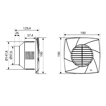 Ventiliatorius Sapho CB-100 PLUS 25 W, 100 mm, baltas 00840000