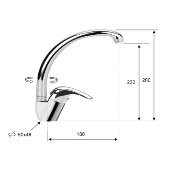 Virtuvinis kranas Sapho Saly aukštis 280 mm, chromas SA511