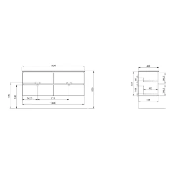 Vannas istabas skapītis Sapho EZARA dubultais bez izlietnes, 140x55x46cm, ozols Alabama