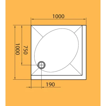 Dušo padėklas Paa ART KV100 Akmens masės 100x100cm, su paneliu Baltas