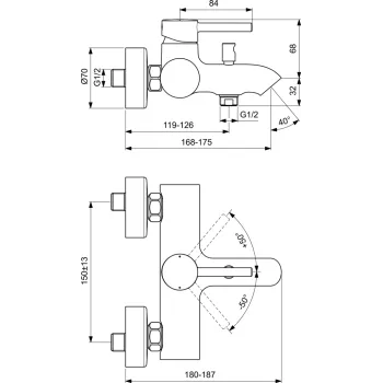 Vannos / Dušo maišytuvas Ideal Standard Ceraline juodas matinio BC199XG